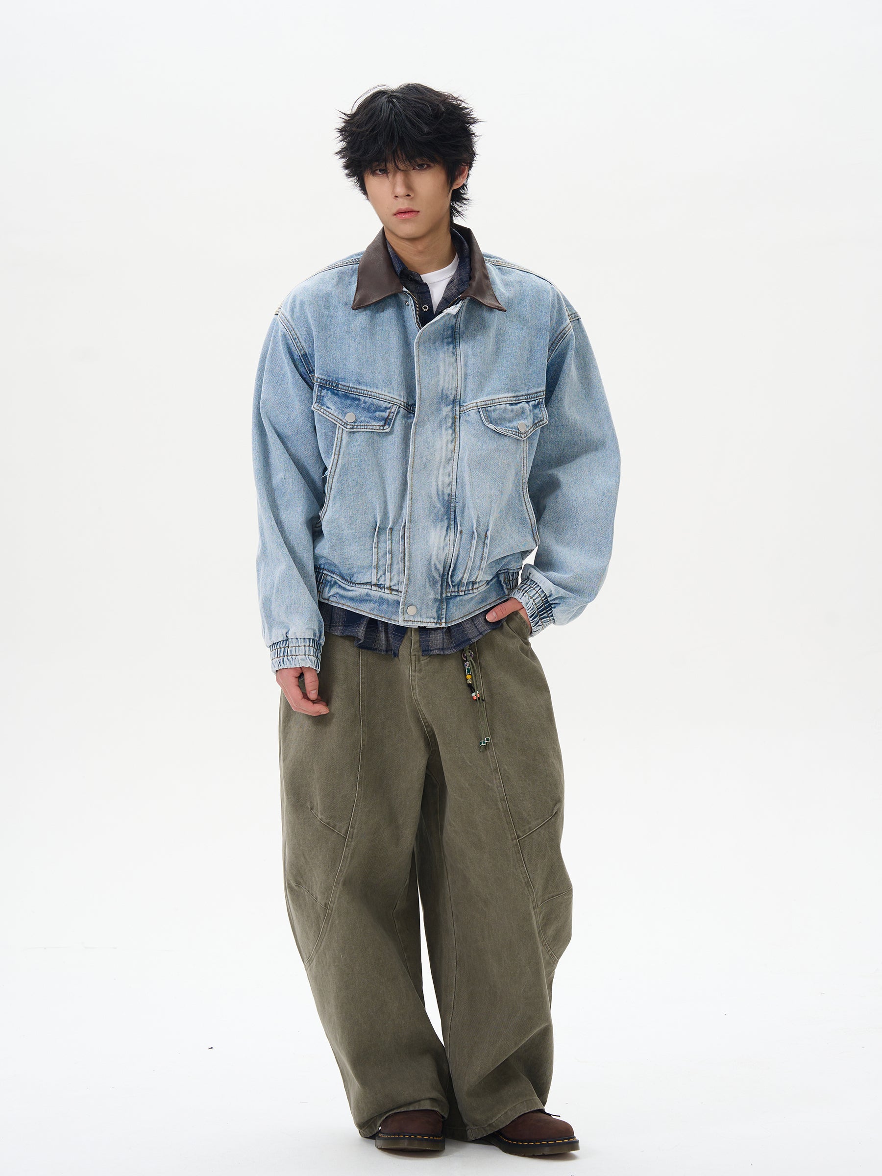 Vintage Corduroy Collar Denim Jacket