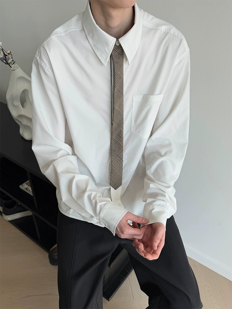 Contrast Collar Shirt and Tie Set