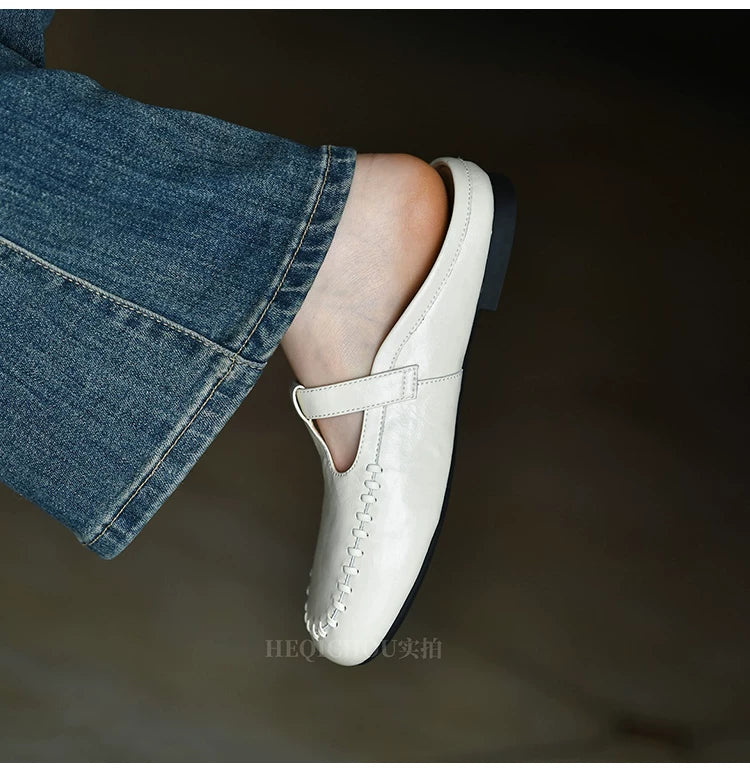 Aveline Whipstitch T-Strap Mary Jane Flats