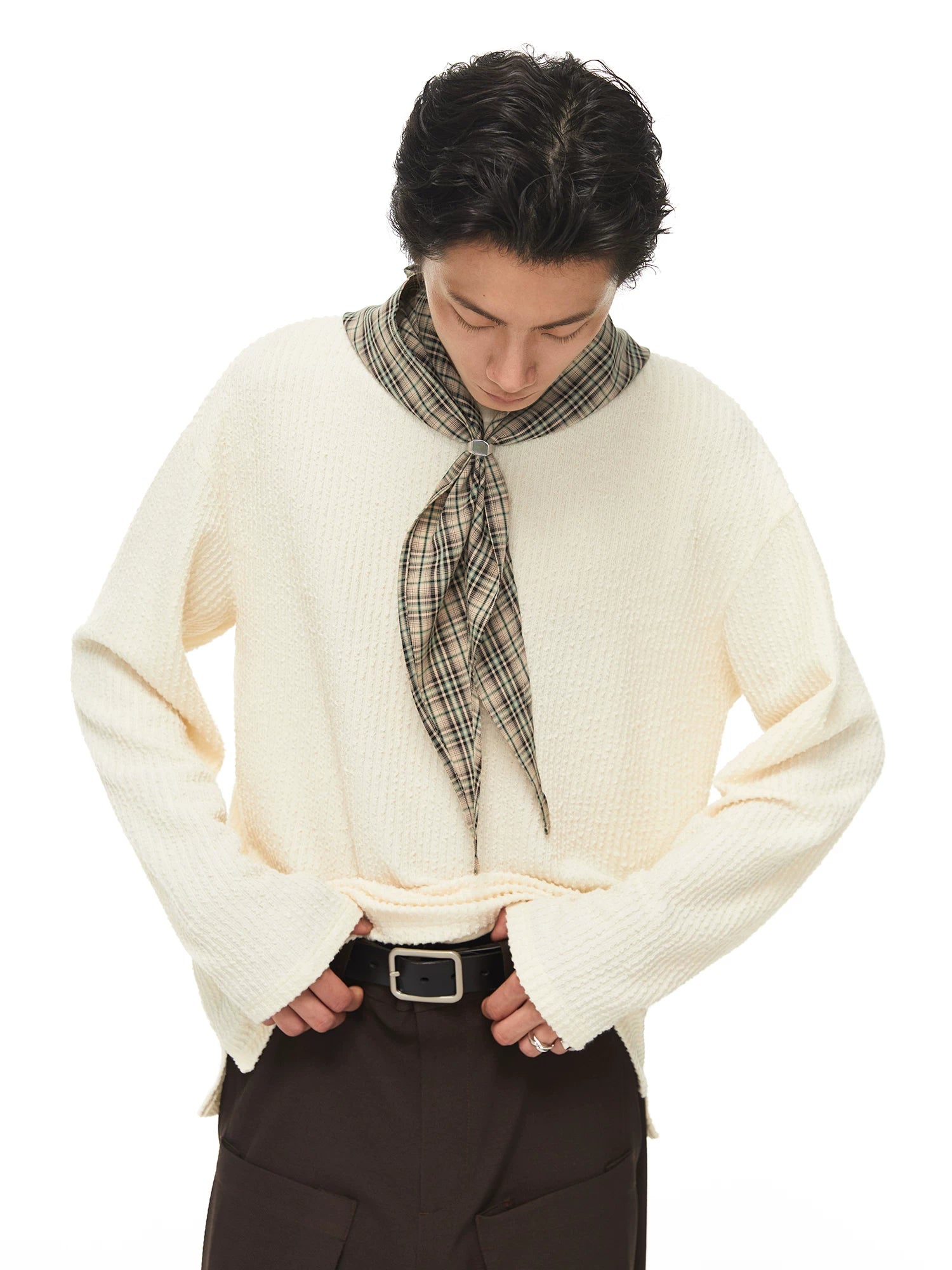 Plaid Whisper Tie-Hood Scarf