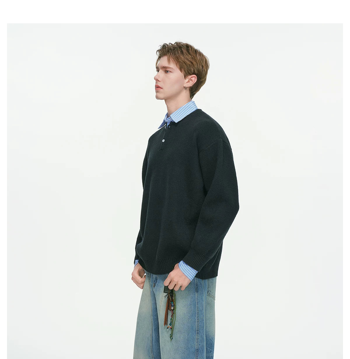 Oxford Layer Knit Polo Sweater