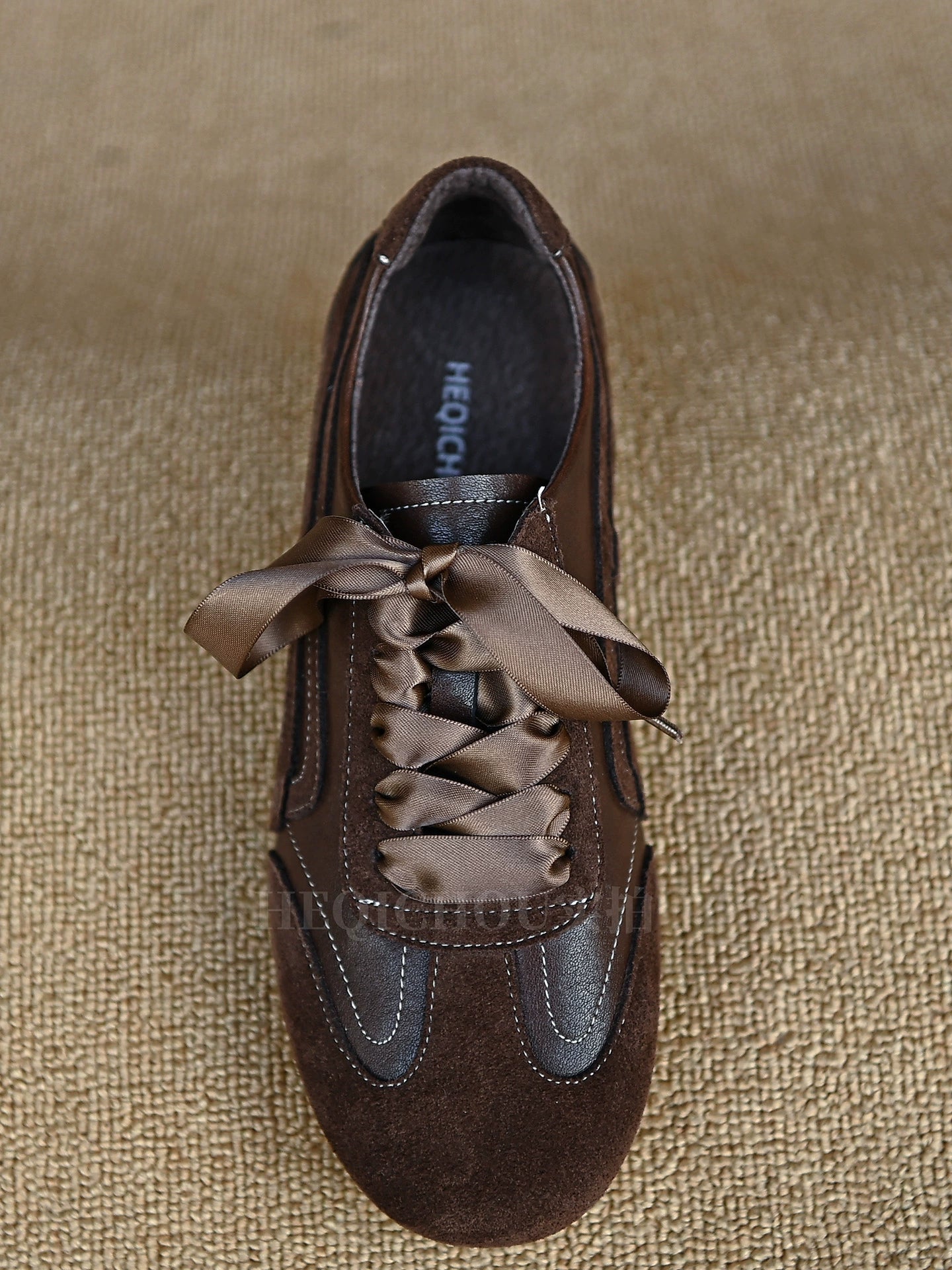 Mocha Satin Ribbon Sneaker