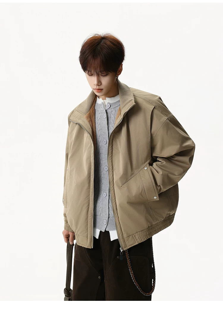 Sandstone Stand‑Collar Puffer Jacket