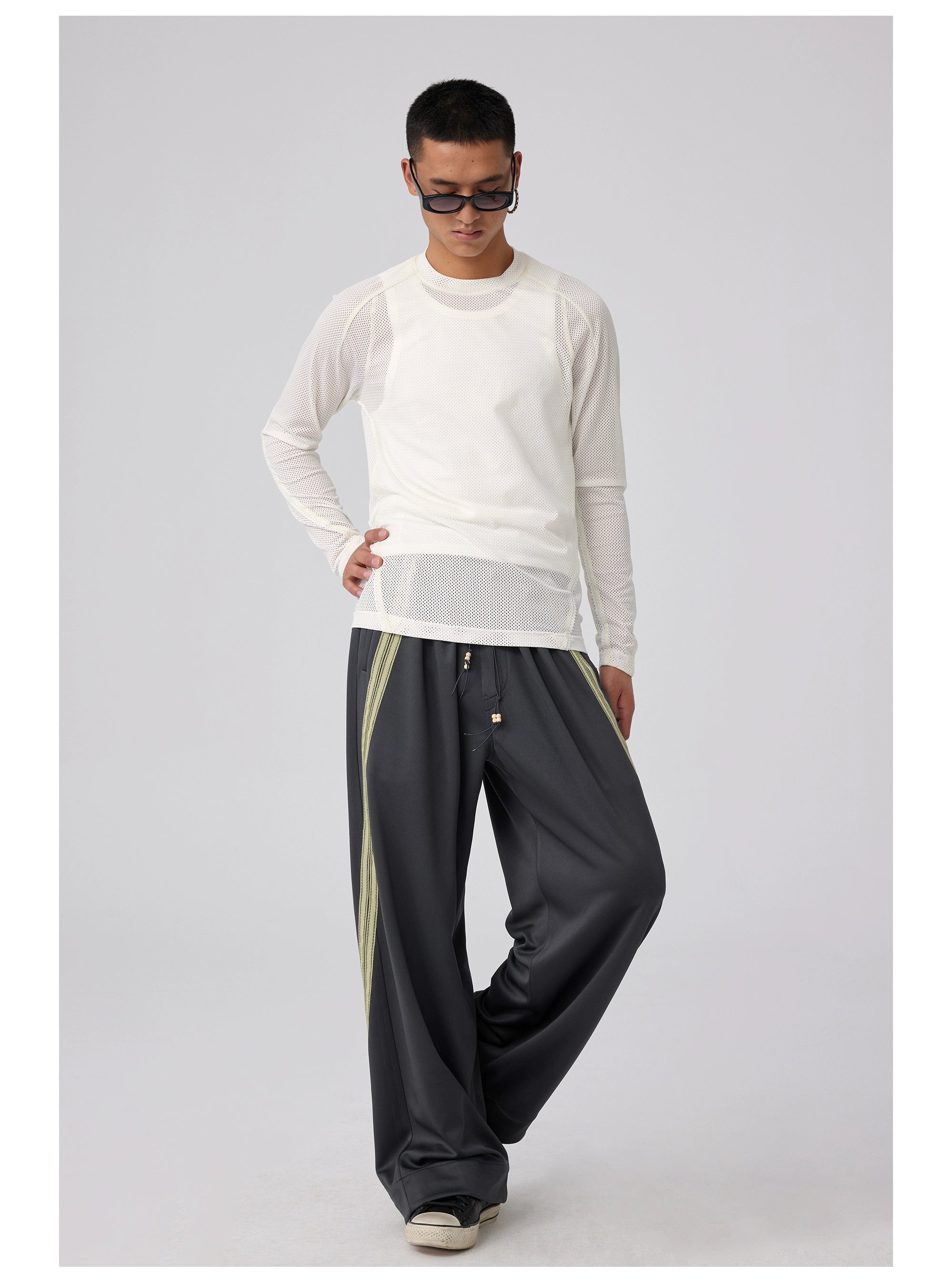 Wide Leg Track Pants with Side Stripe