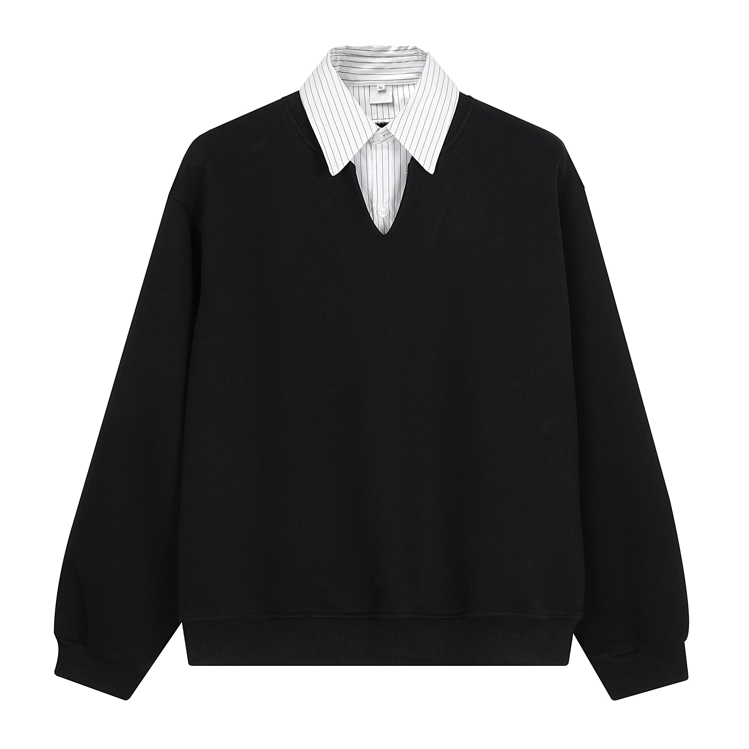Scholarly Layered V‑Neck Sweatshirt