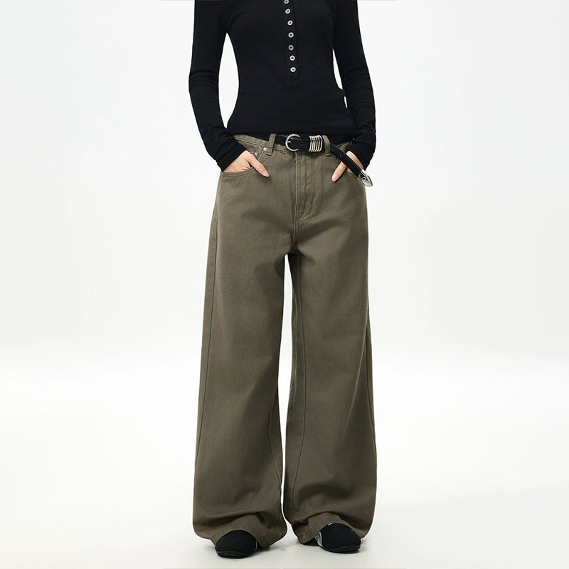 Olive Dune Wide-Leg Jeans