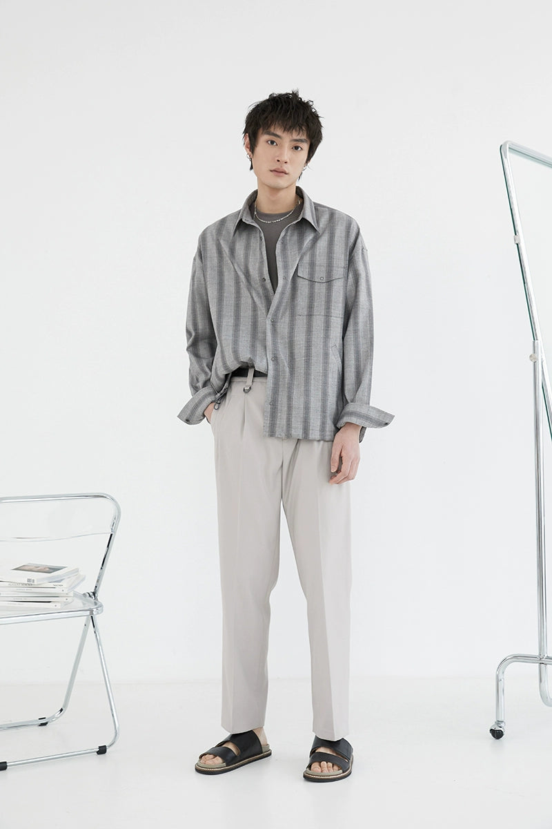 Pantalones de vestir de confort de doble plato