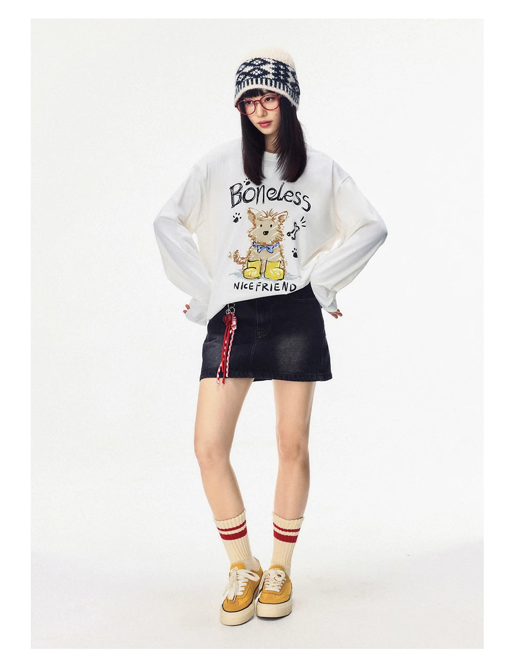 Doodle Pup Graphic Long Sleeve Tee