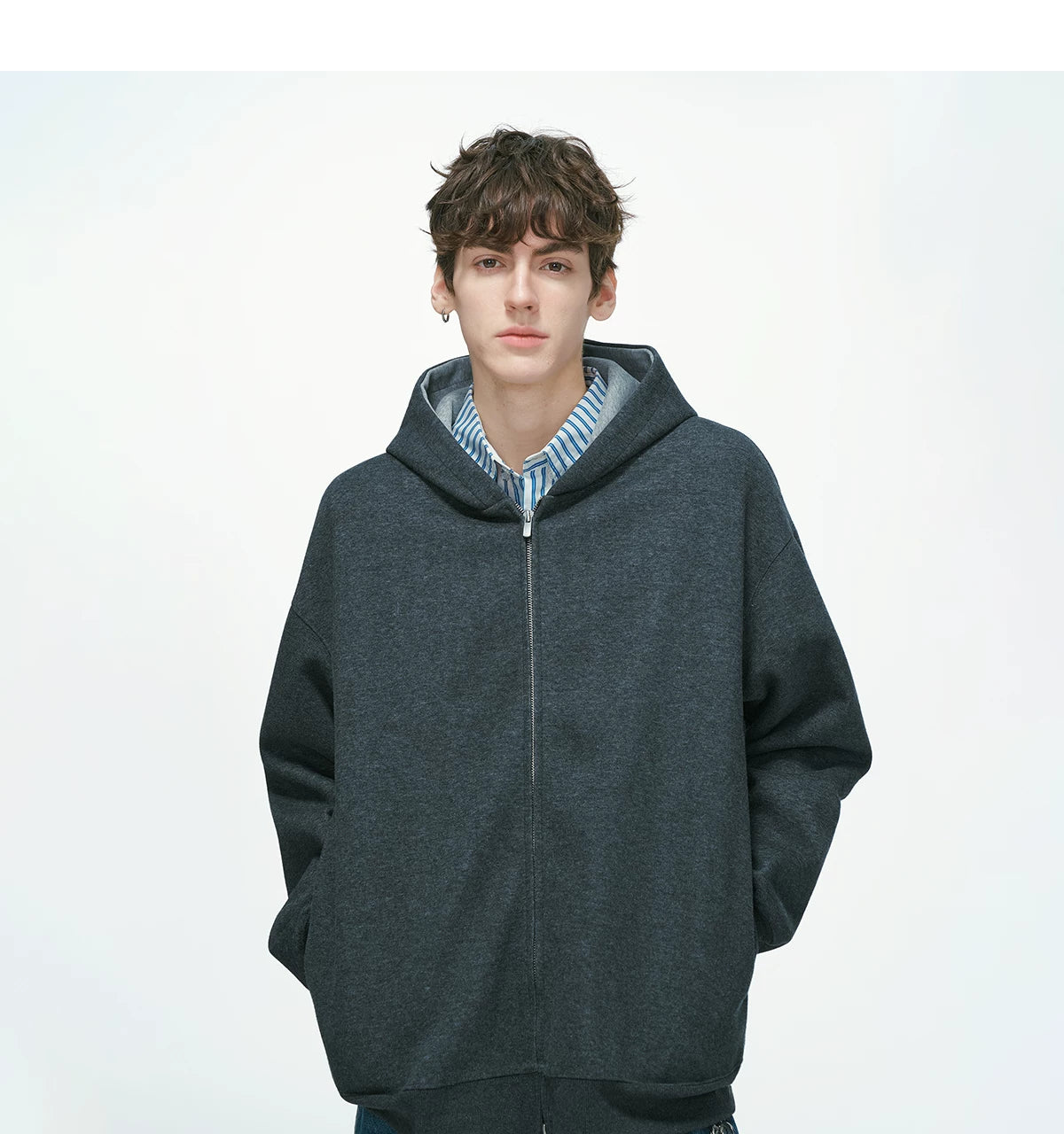 Dual-Tone Varsity Zip Hoodie
