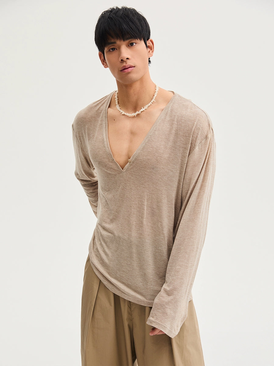 VeilCascade Deep V Drape Tee