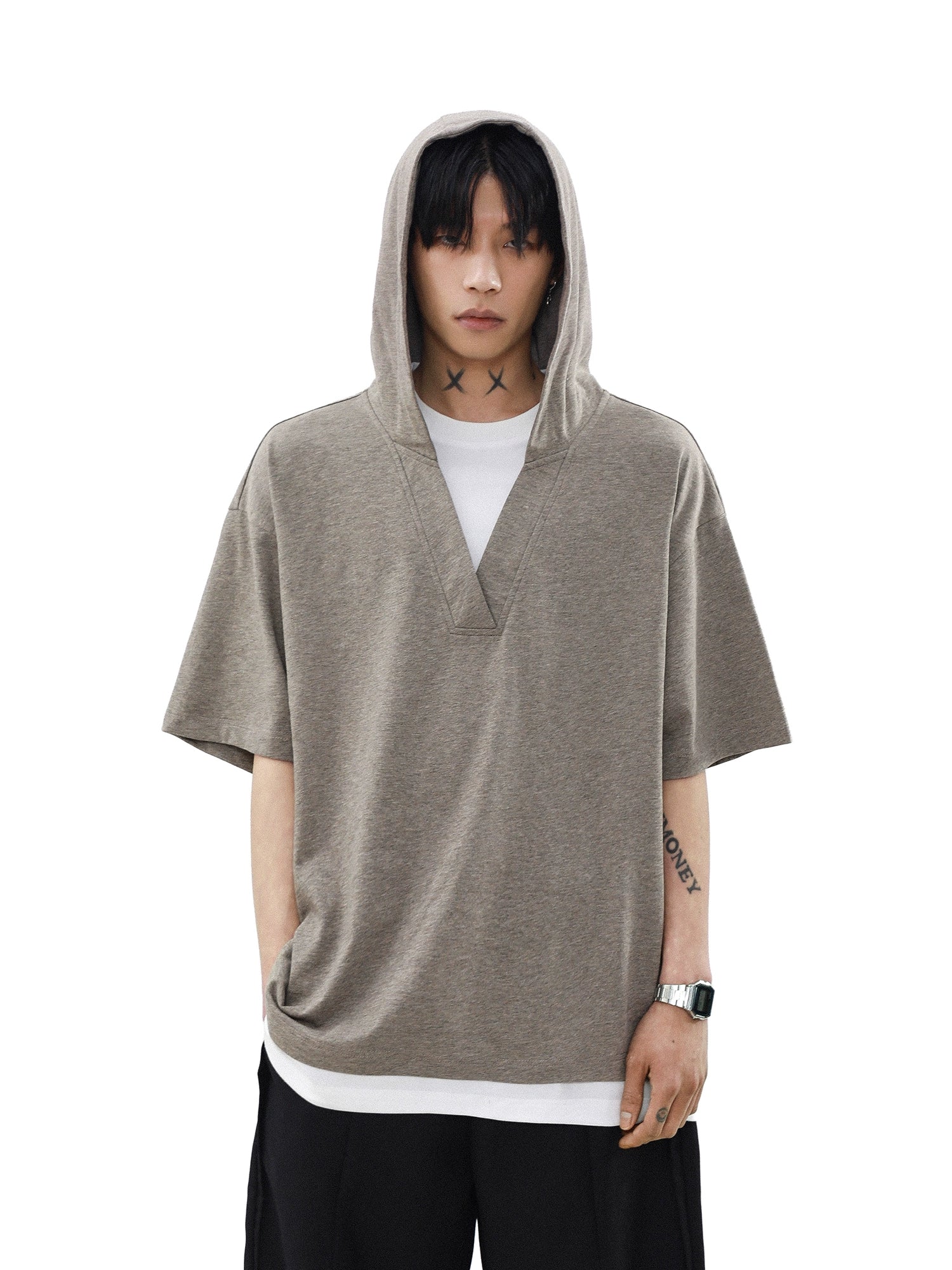 Cinder Drape Short Sleeve Hoodie