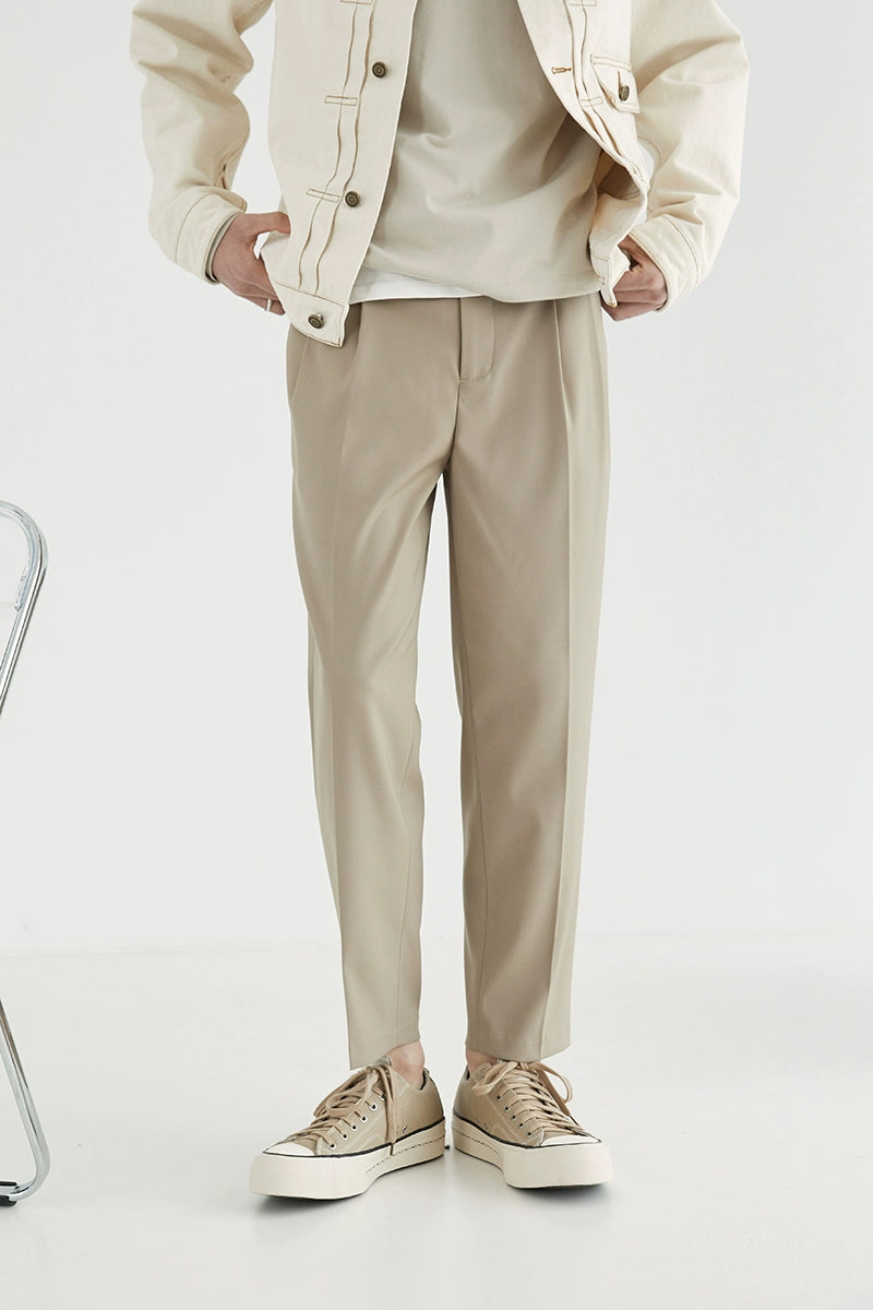 Pantalones de vestir de confort de doble plato