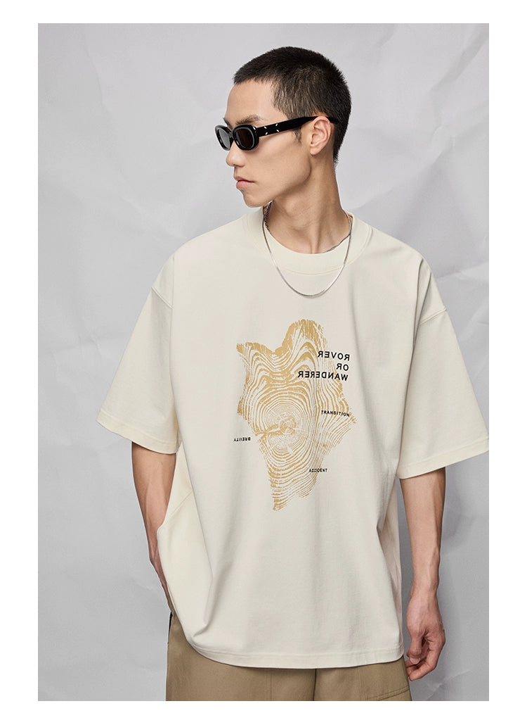Camiseta de manga corta de impresión gráfica y letra