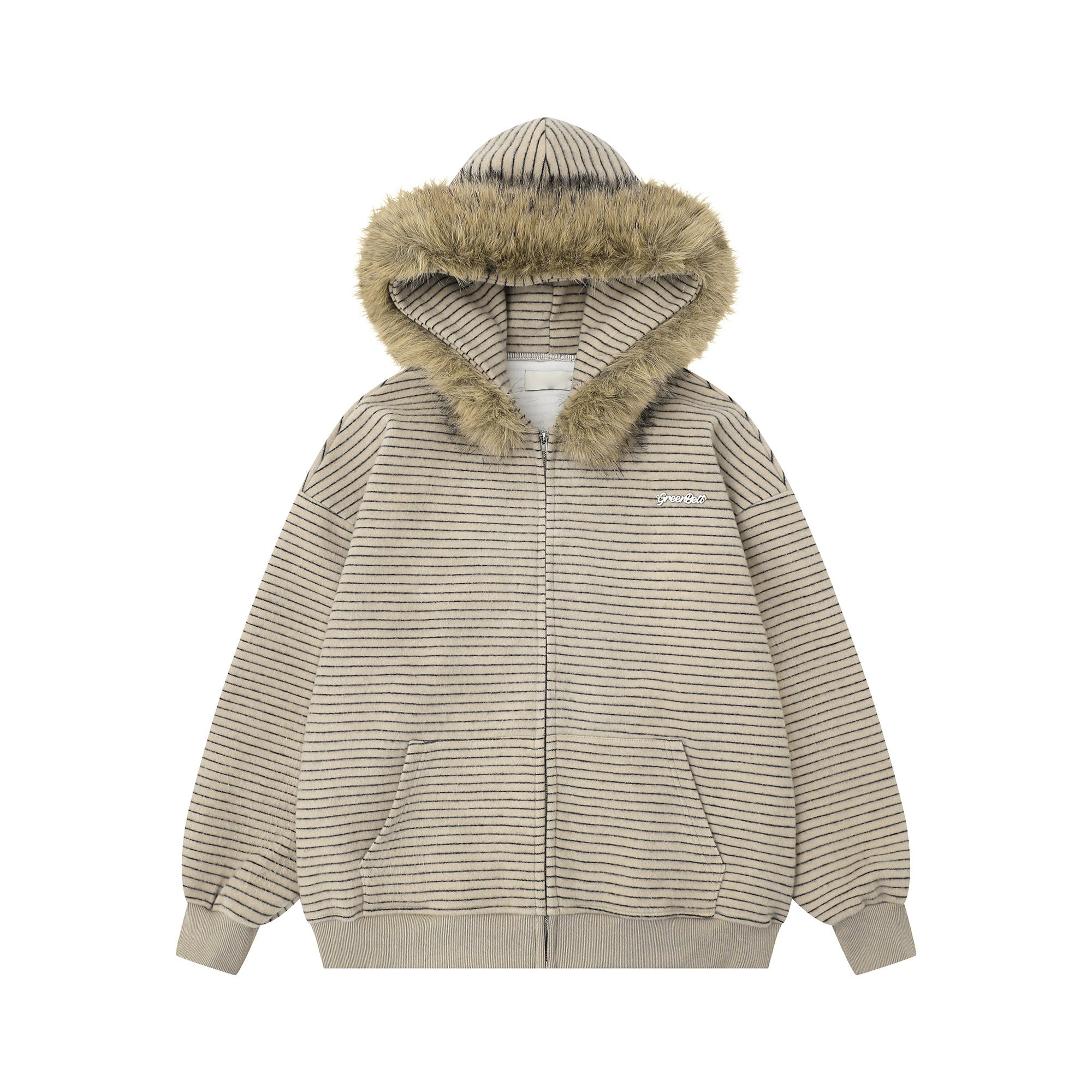 Frostline Striped Faux Fur Hoodie