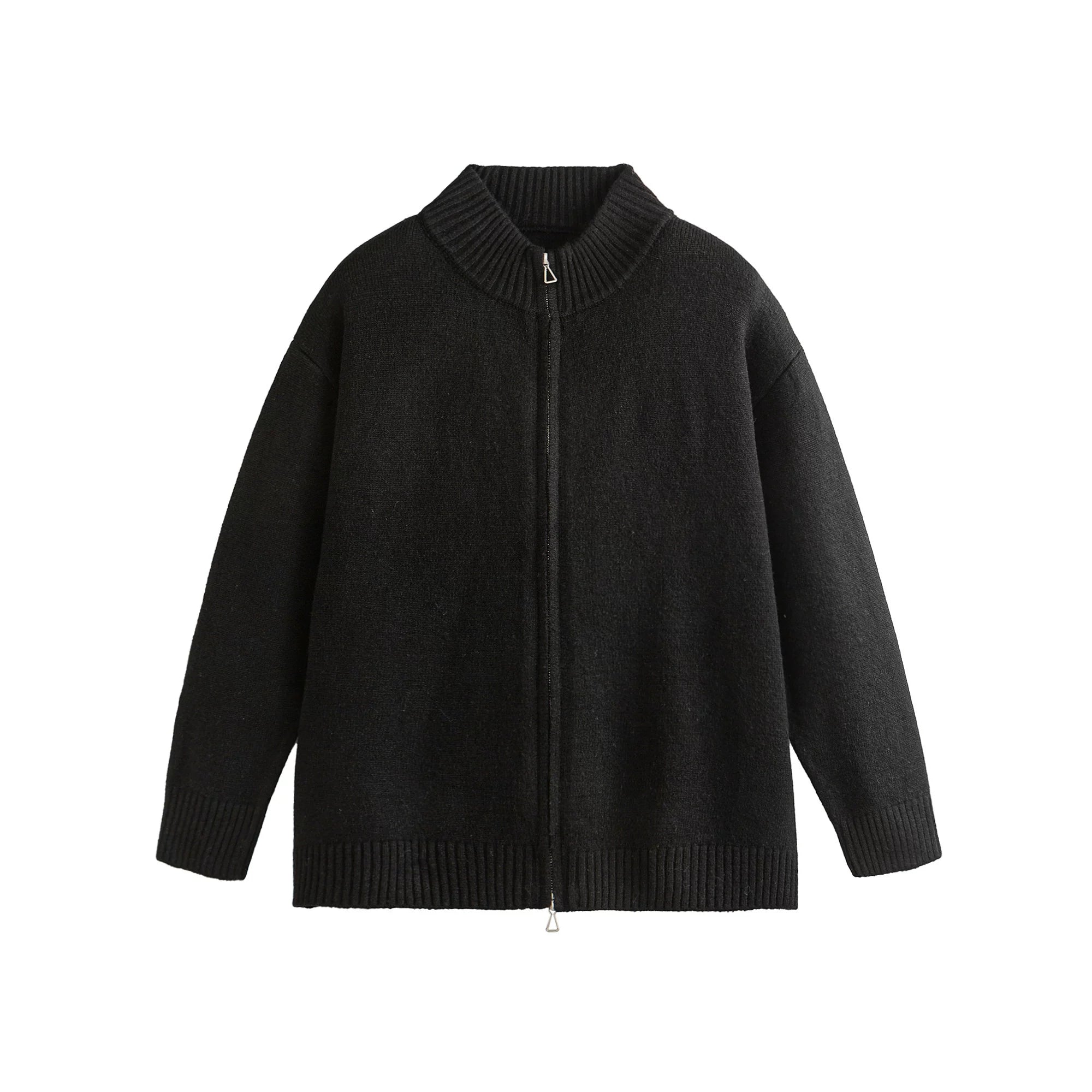 Mélange Zip Knit Cardigan
