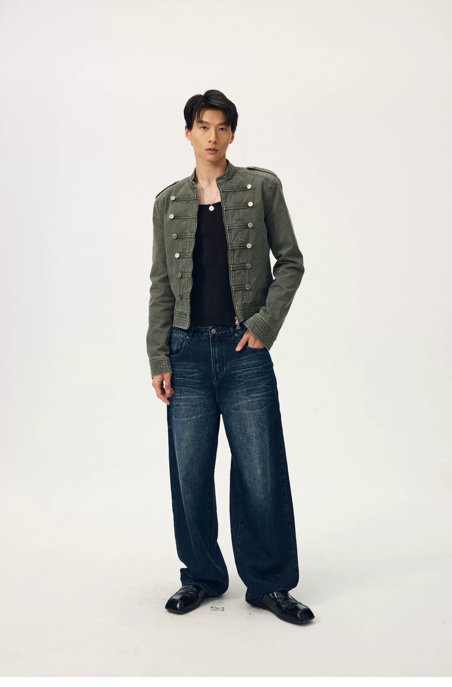 Olive Regiment Cropped Field Jacket