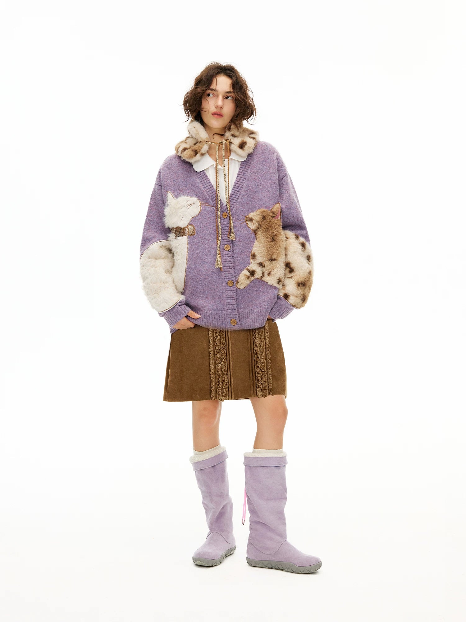 Velvet Purrmates Fuzzy Cat Cardigan