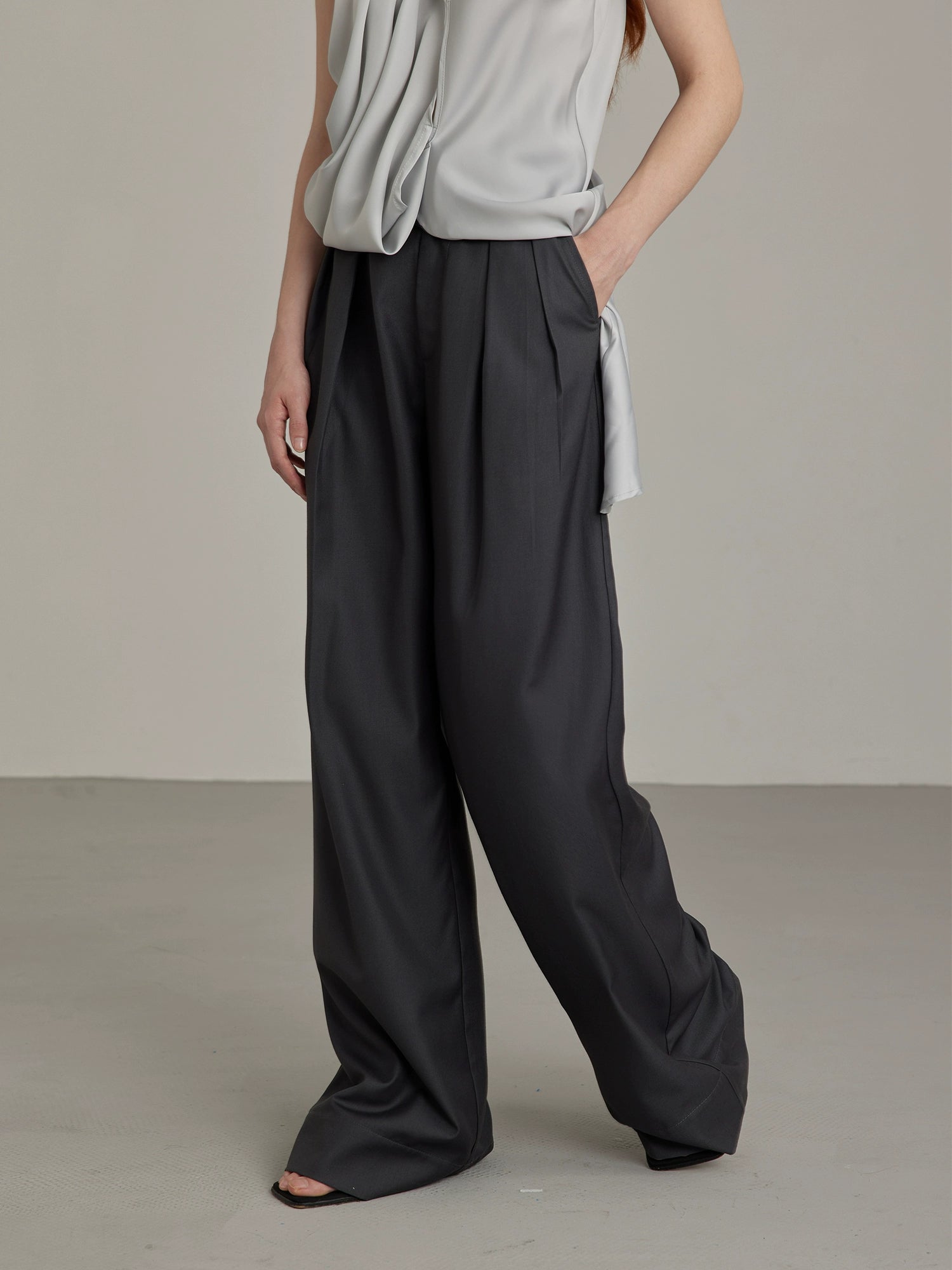 Black Wide-Leg High-Waist Trousers