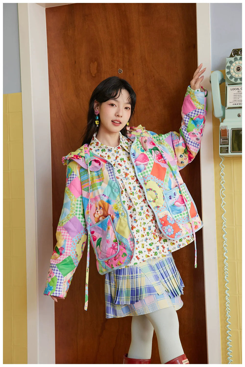 Patchwork Hooded Jacket Rainbow
