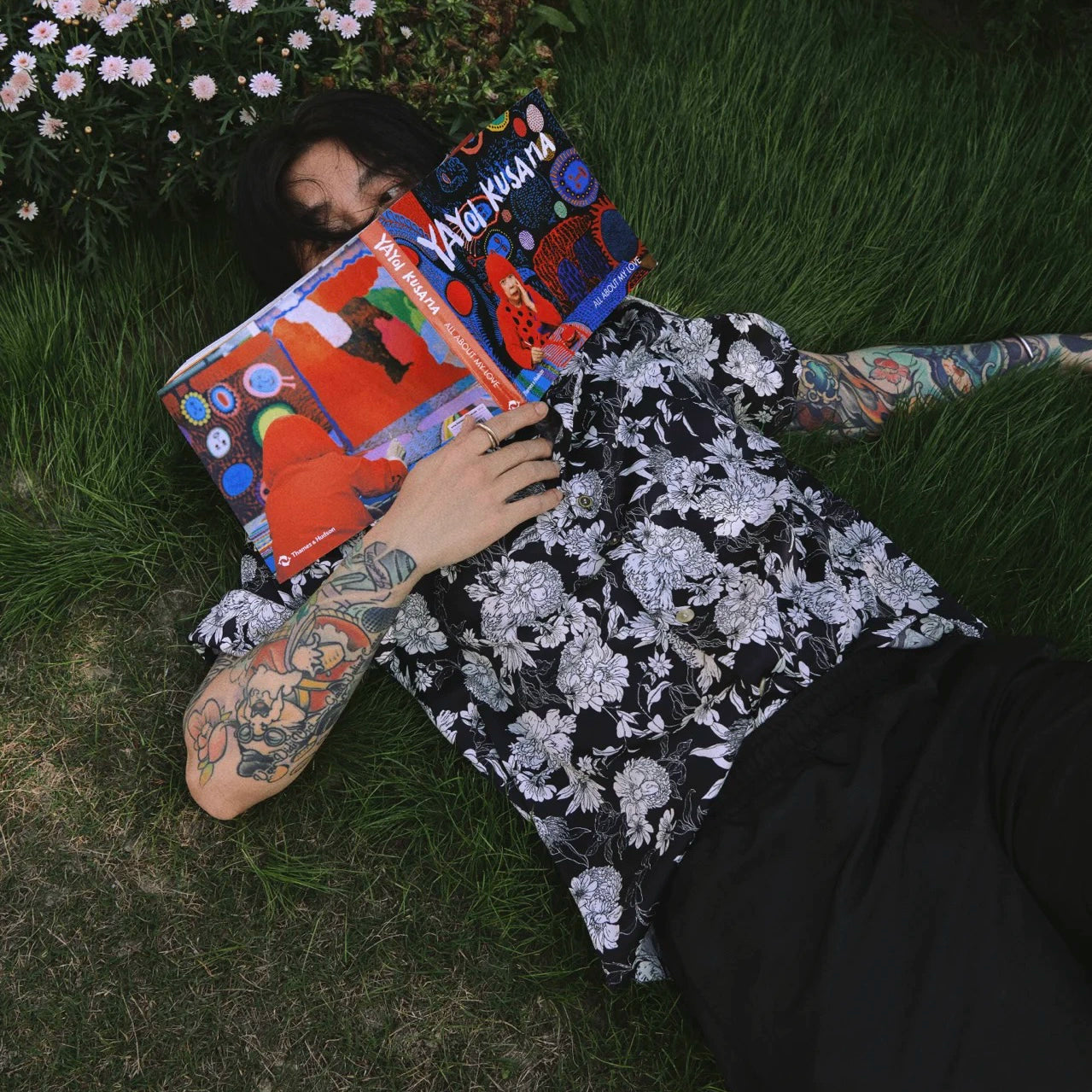 Black Floral Print Hawaiian Summer Shirt