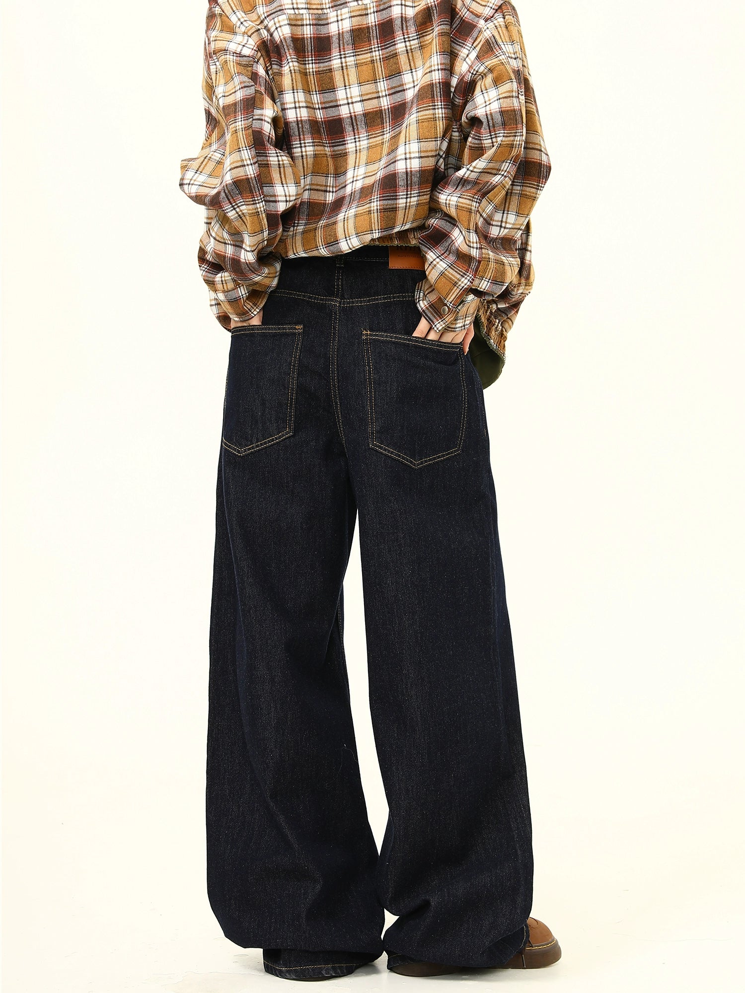 Ultra Wide Leg Mid Waist Dark Jeans