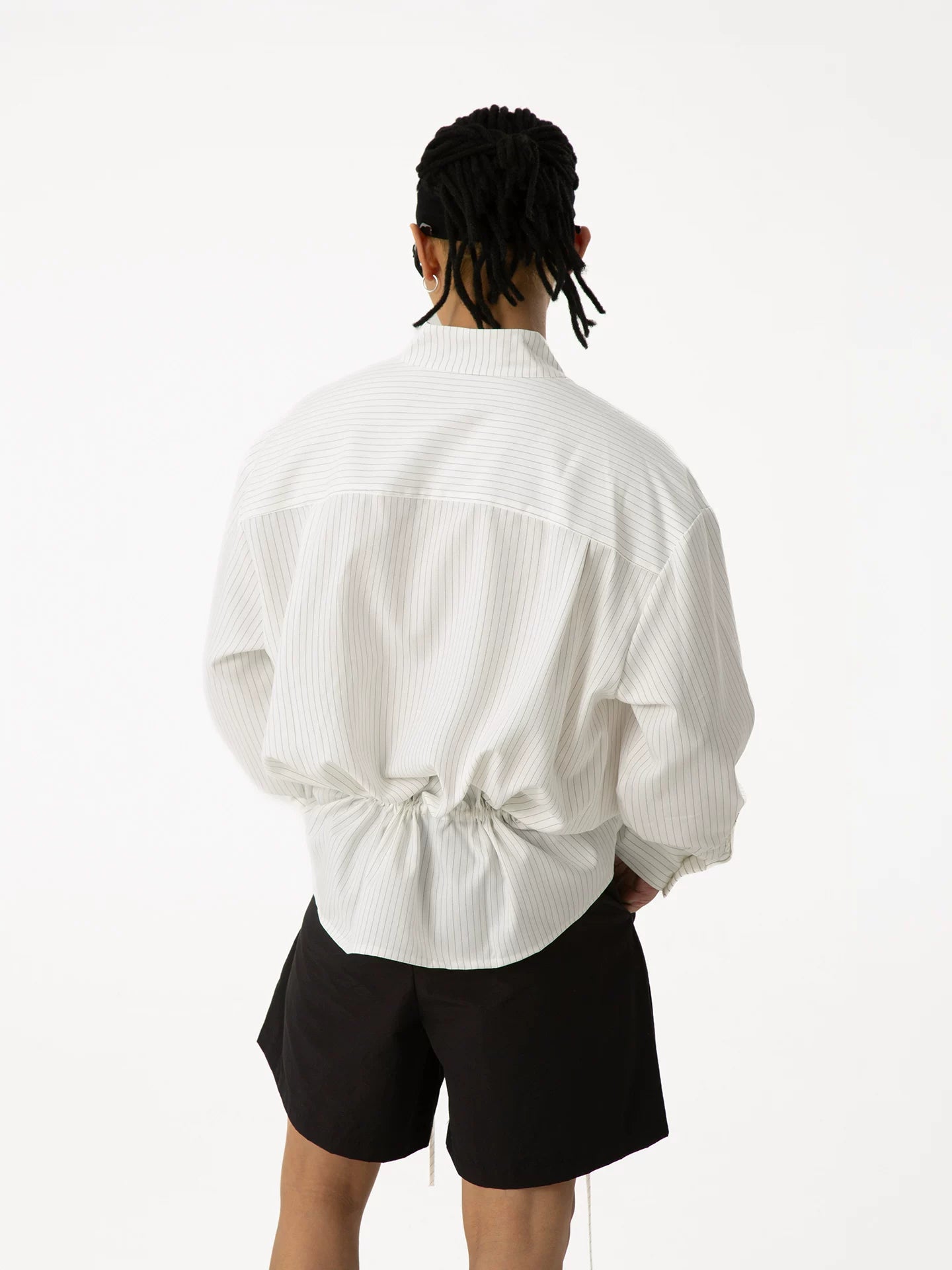 Drawstring Plunge Tunic Shirt