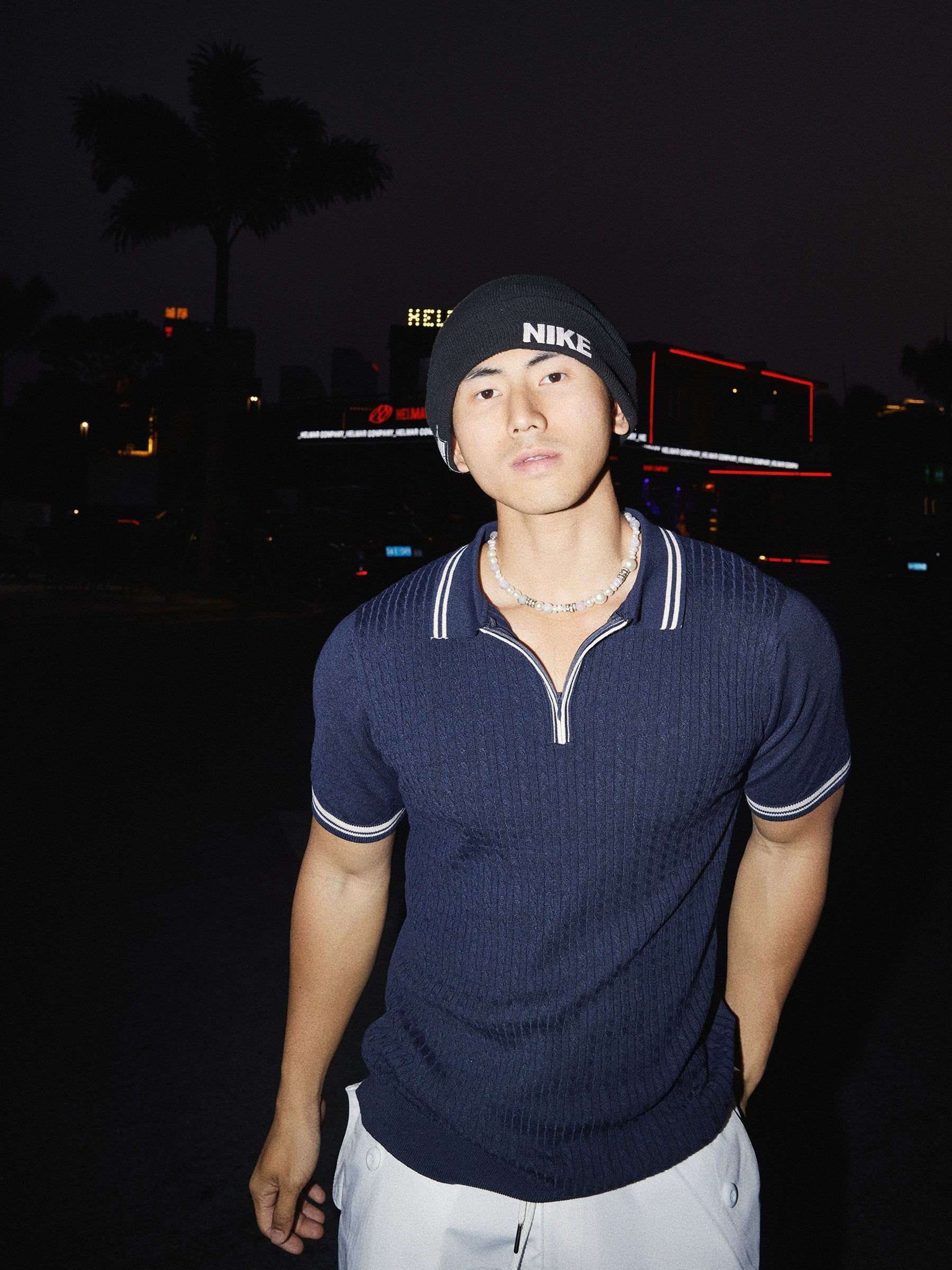 Ribbed Athletic Polo Knit Shirt