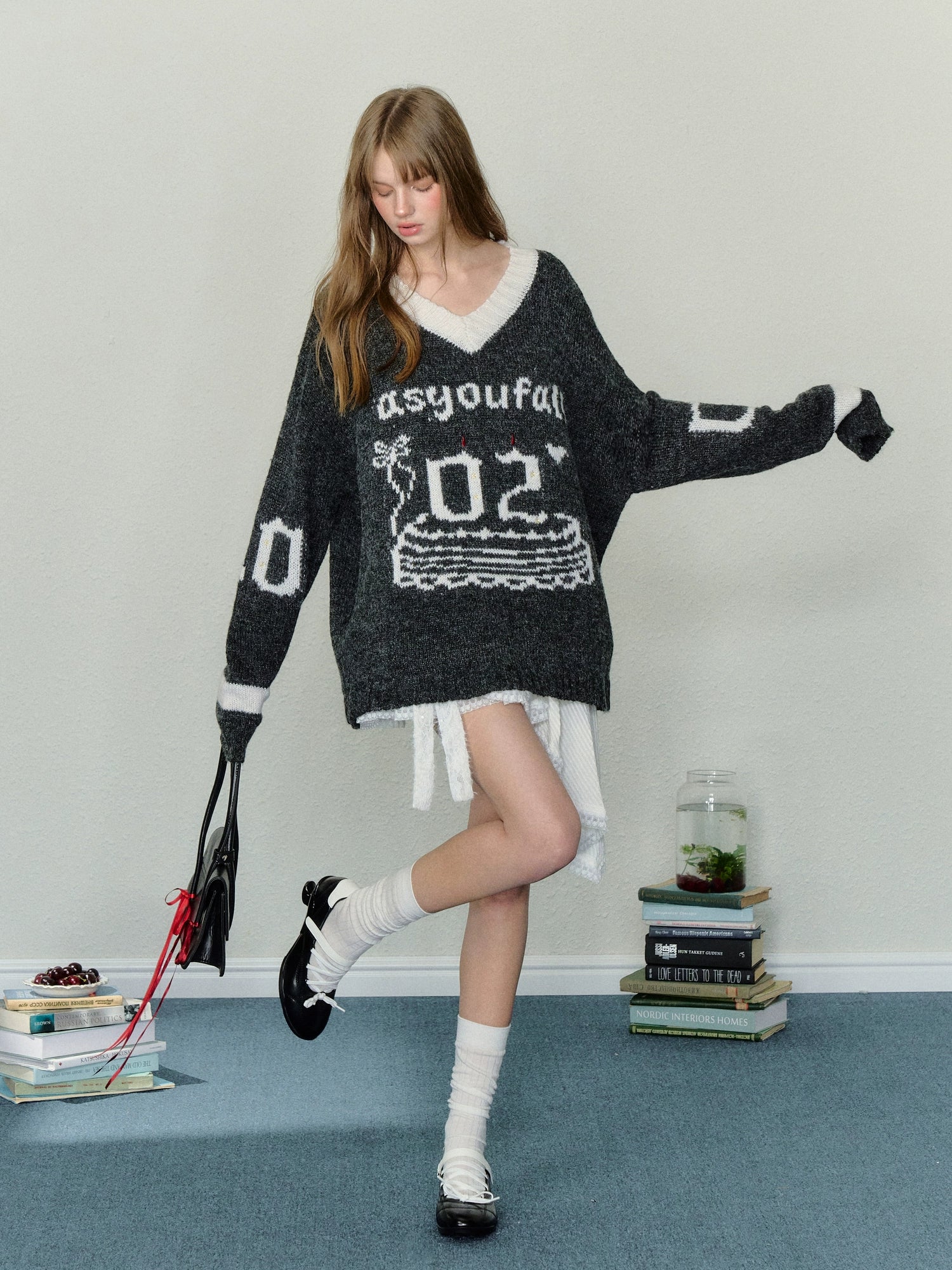 Birthday Cake V-Neck Sweater