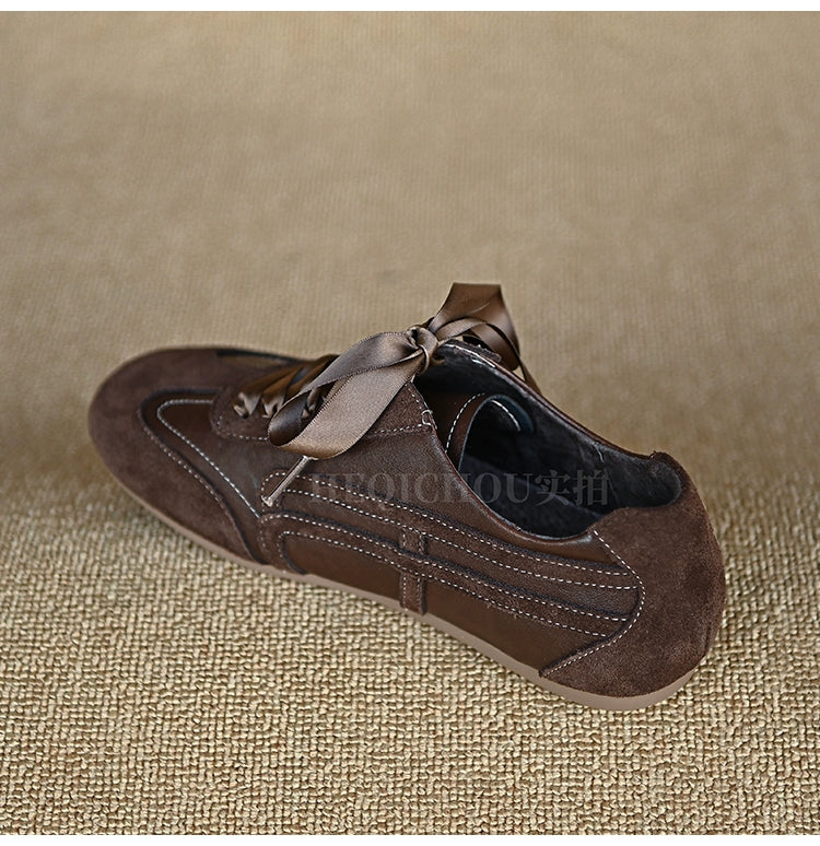 Mocha Satin Ribbon Sneaker