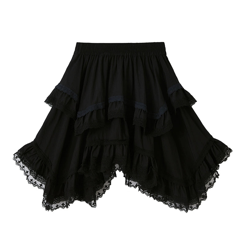 Sporty Hooded Jacket & Tiered Lace Midi Skirt Set