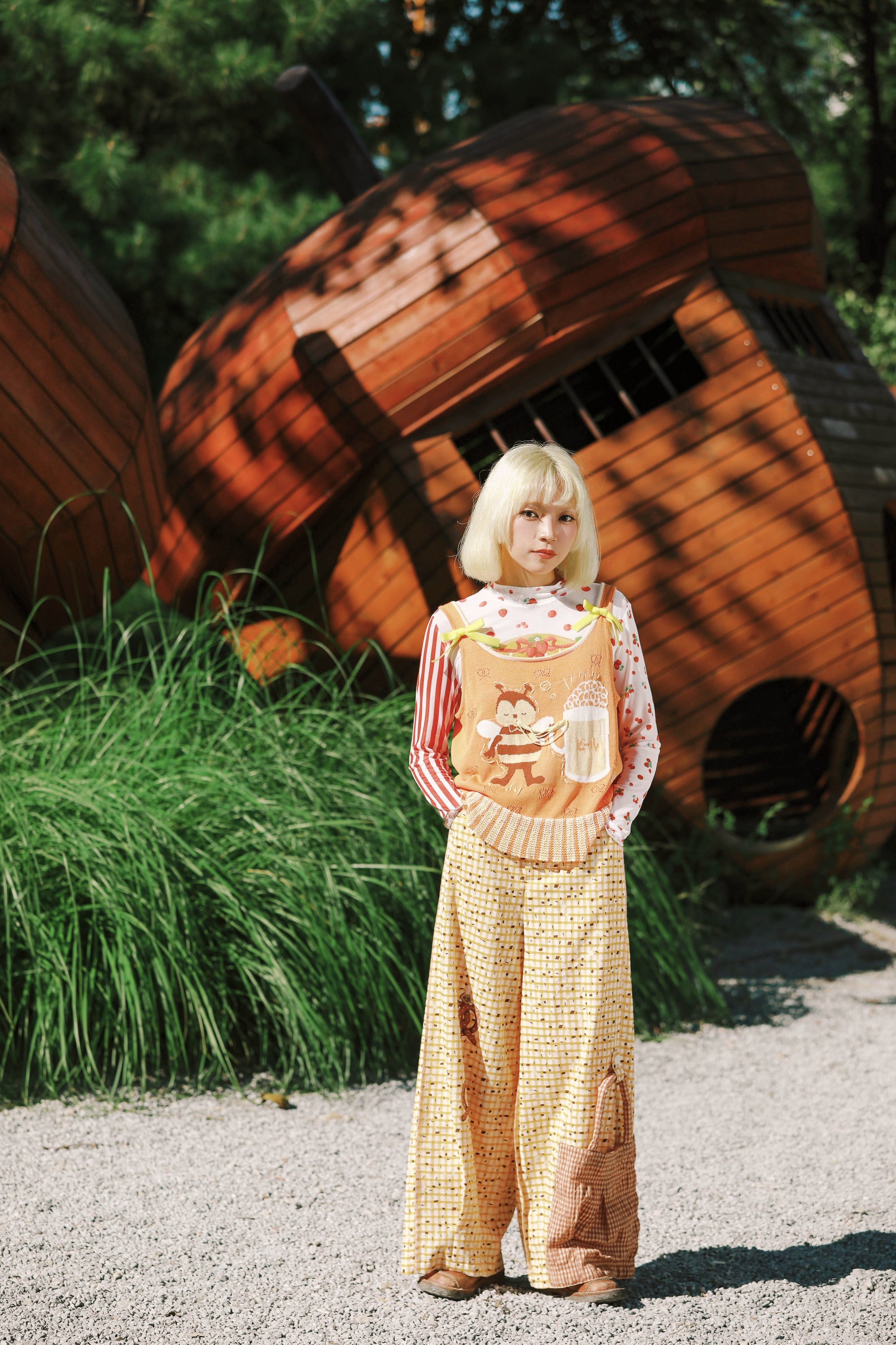 Sweet Pretzel Print Wide Leg Pants