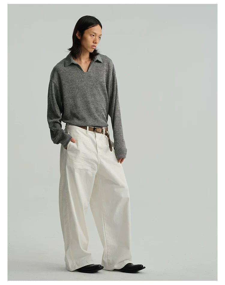 Crisp White Wide-Leg Balloon Trousers
