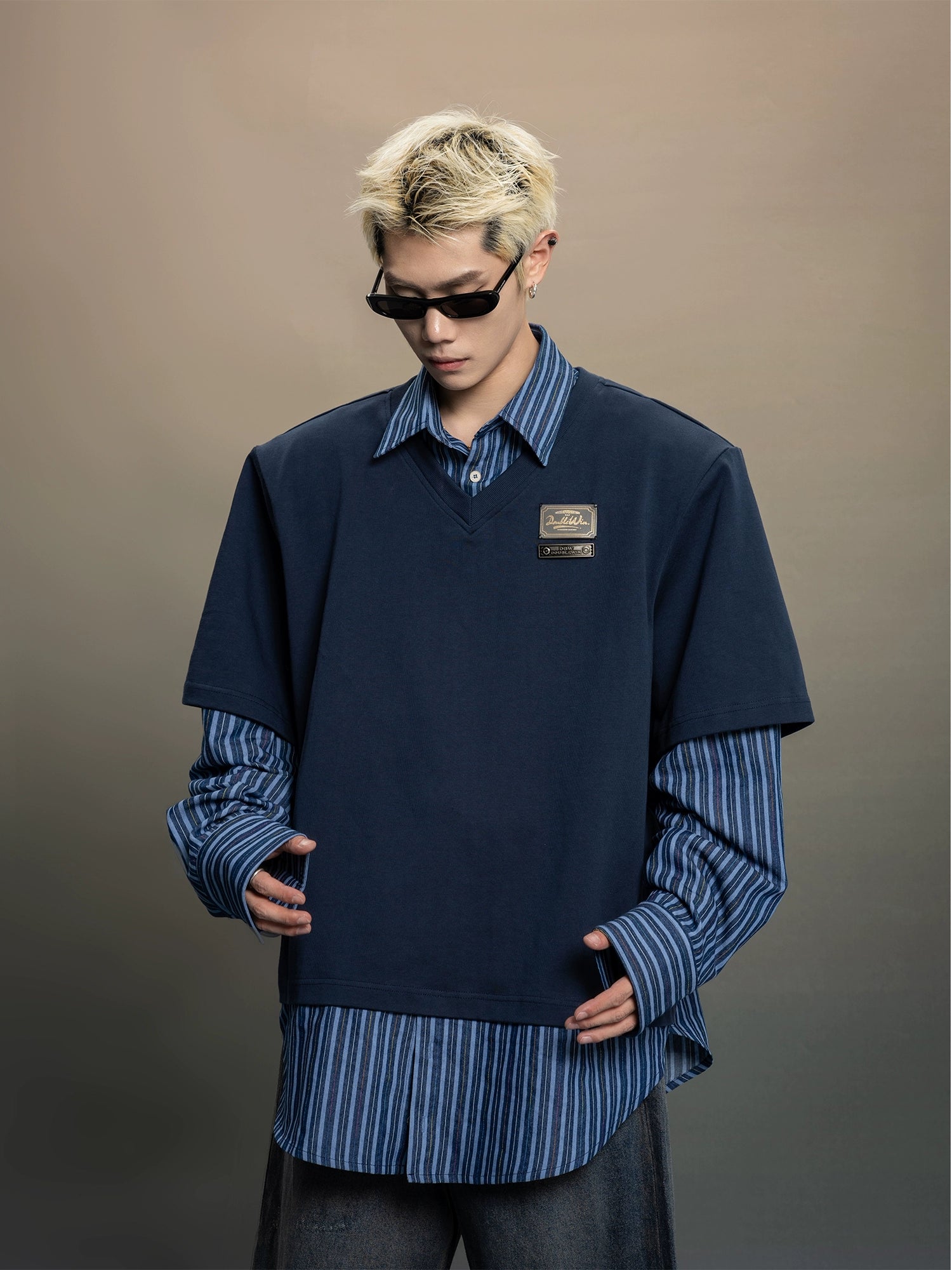 Indigo Layered Stripe Fusion Shirt