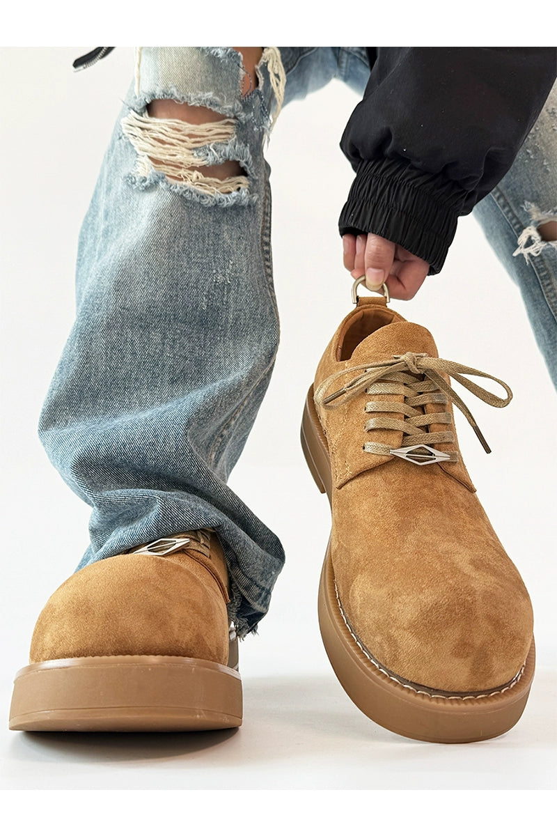 Chunky Work-Style Suede Derby Shoes