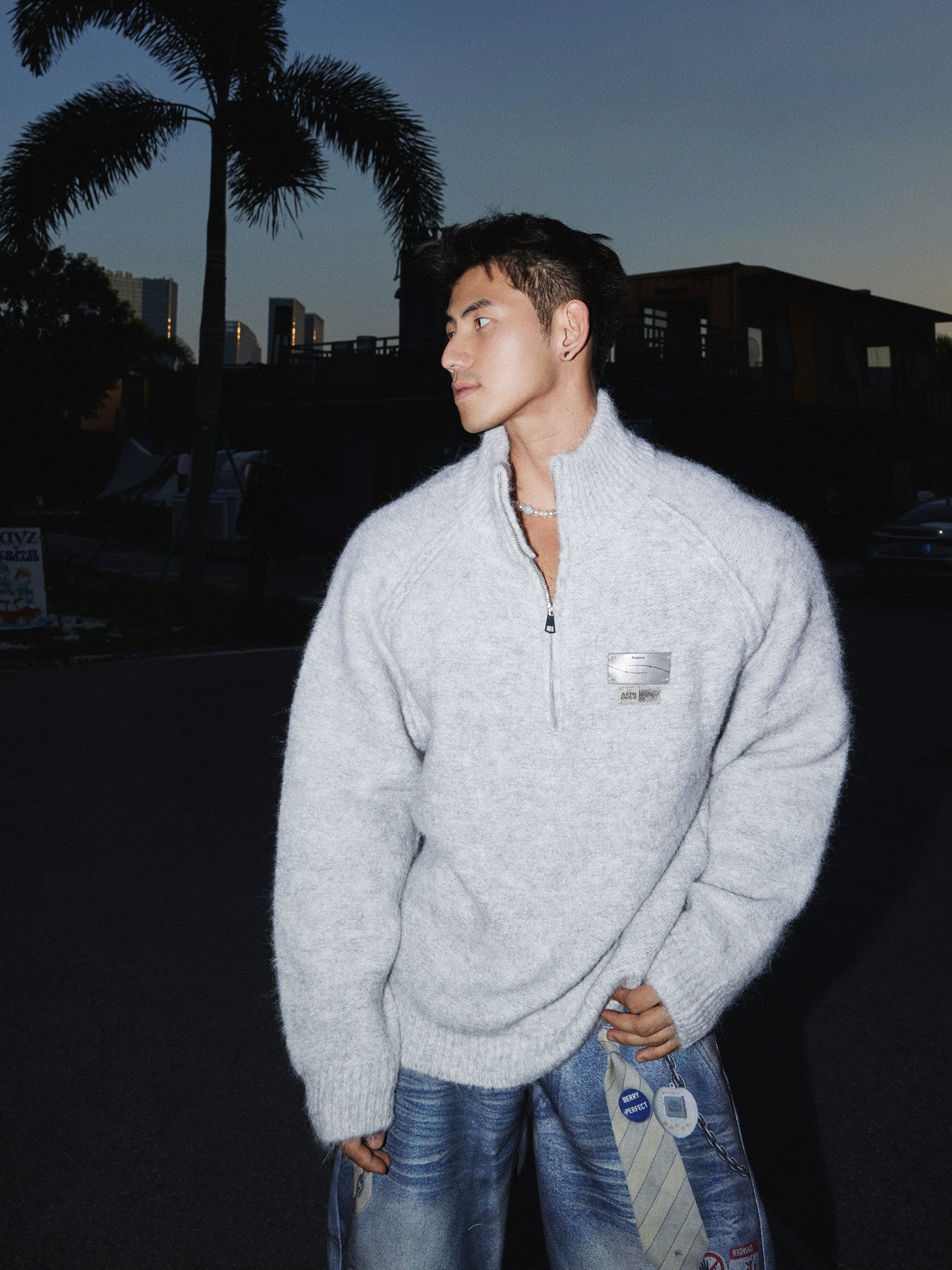 Arctic Mist Half-Zip Sweater