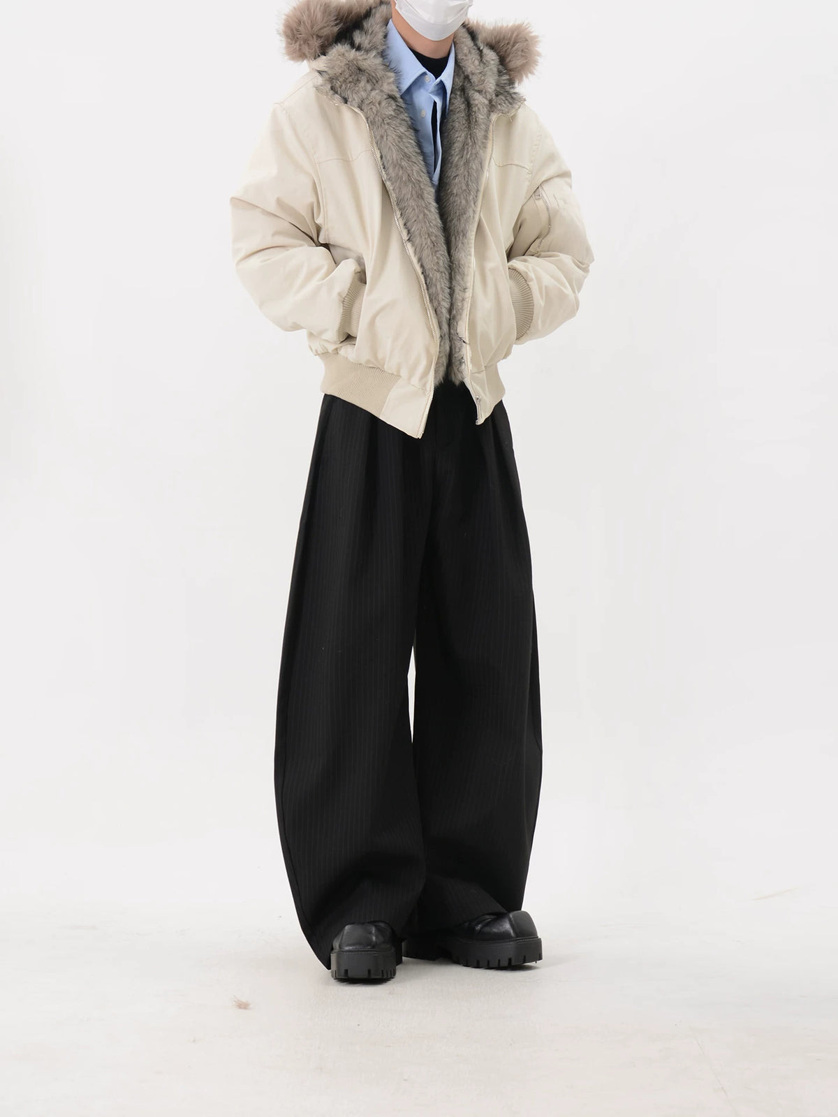 Faux Fur Lined Hooded Bomber Jacket