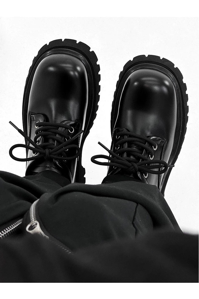 Chunky Black Robust Platform Derby Shoes