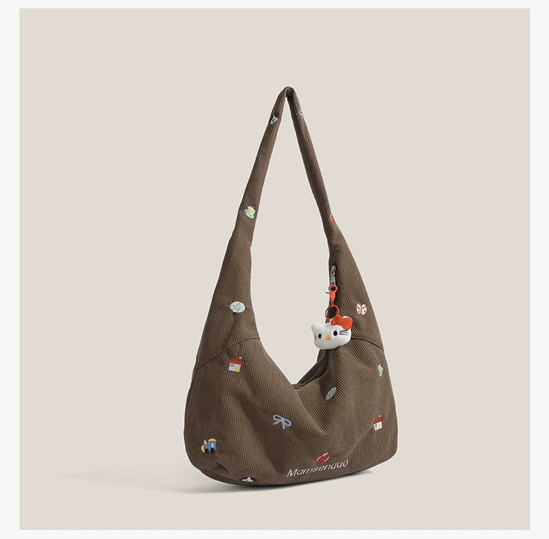 Charm Corduroy Hobo Bag