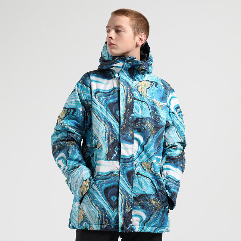 Graphic Print Hooded Snowboard Jacket