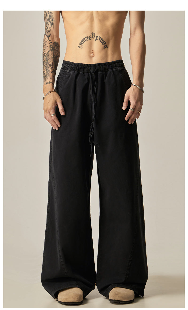 Brown Loose Drawstring Wide Pants