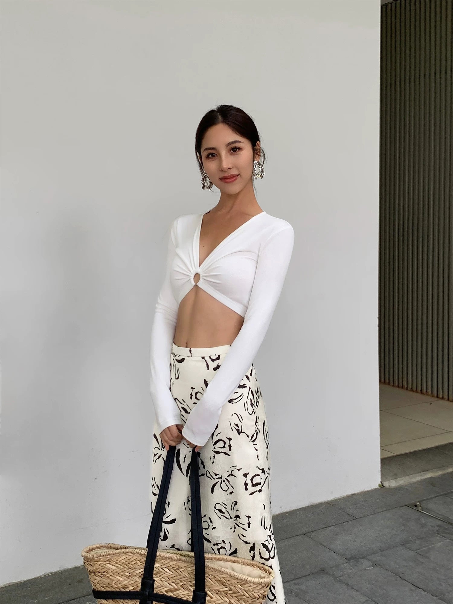 Ring Detail Plunge Crop Top