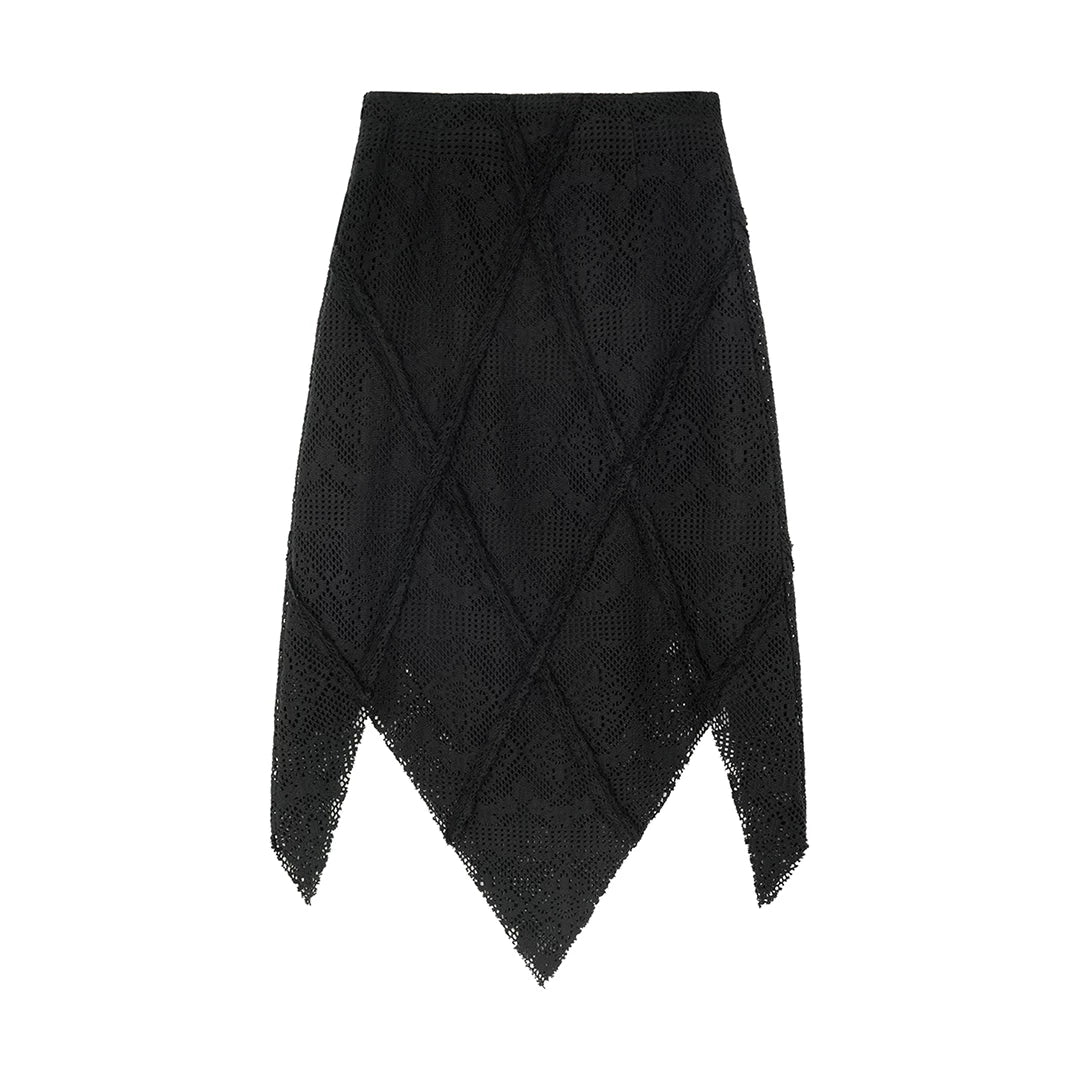 Crochet Handkerchief Hem Midi Skirt
