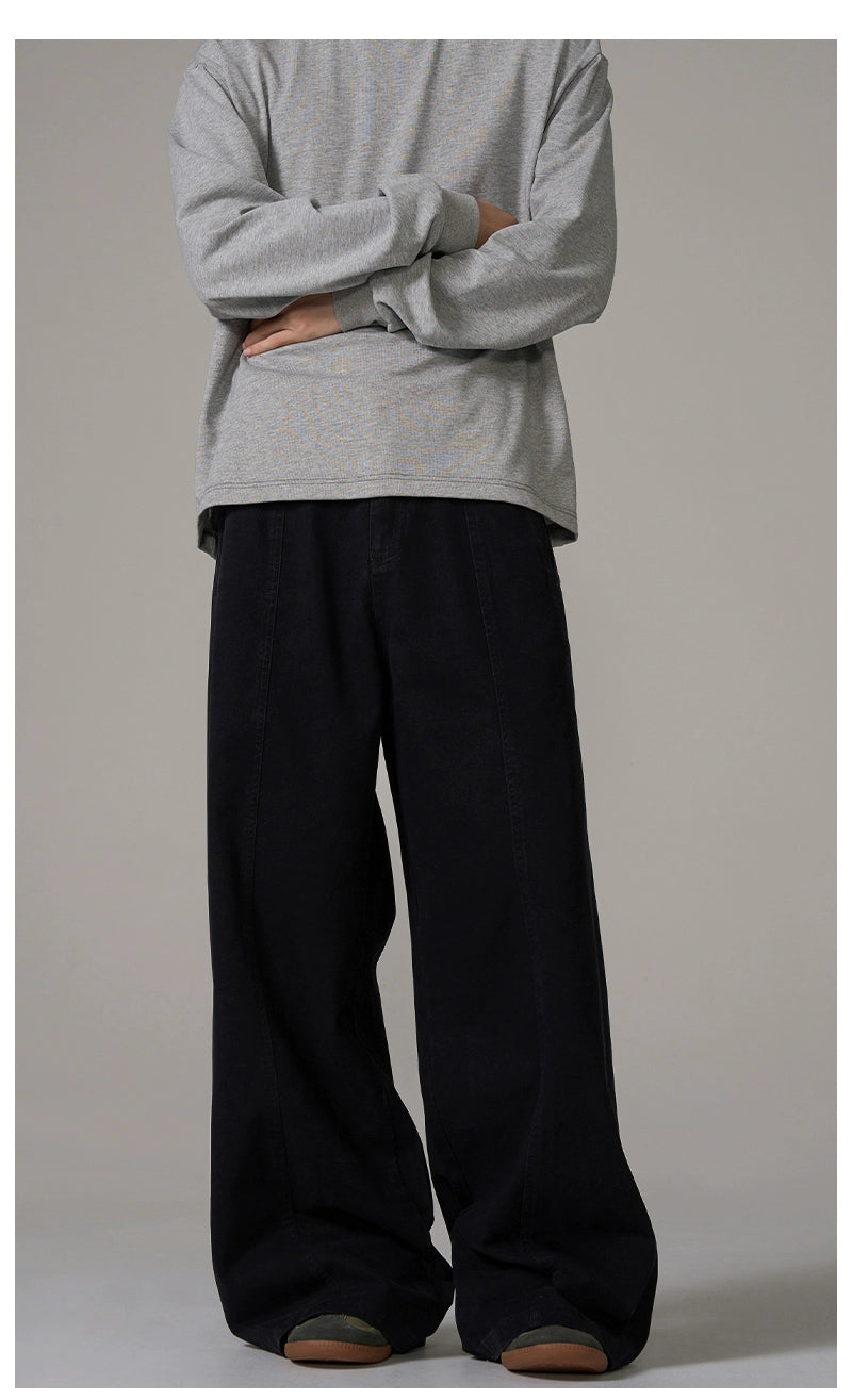 Wide-Leg Brown Wool Trousers