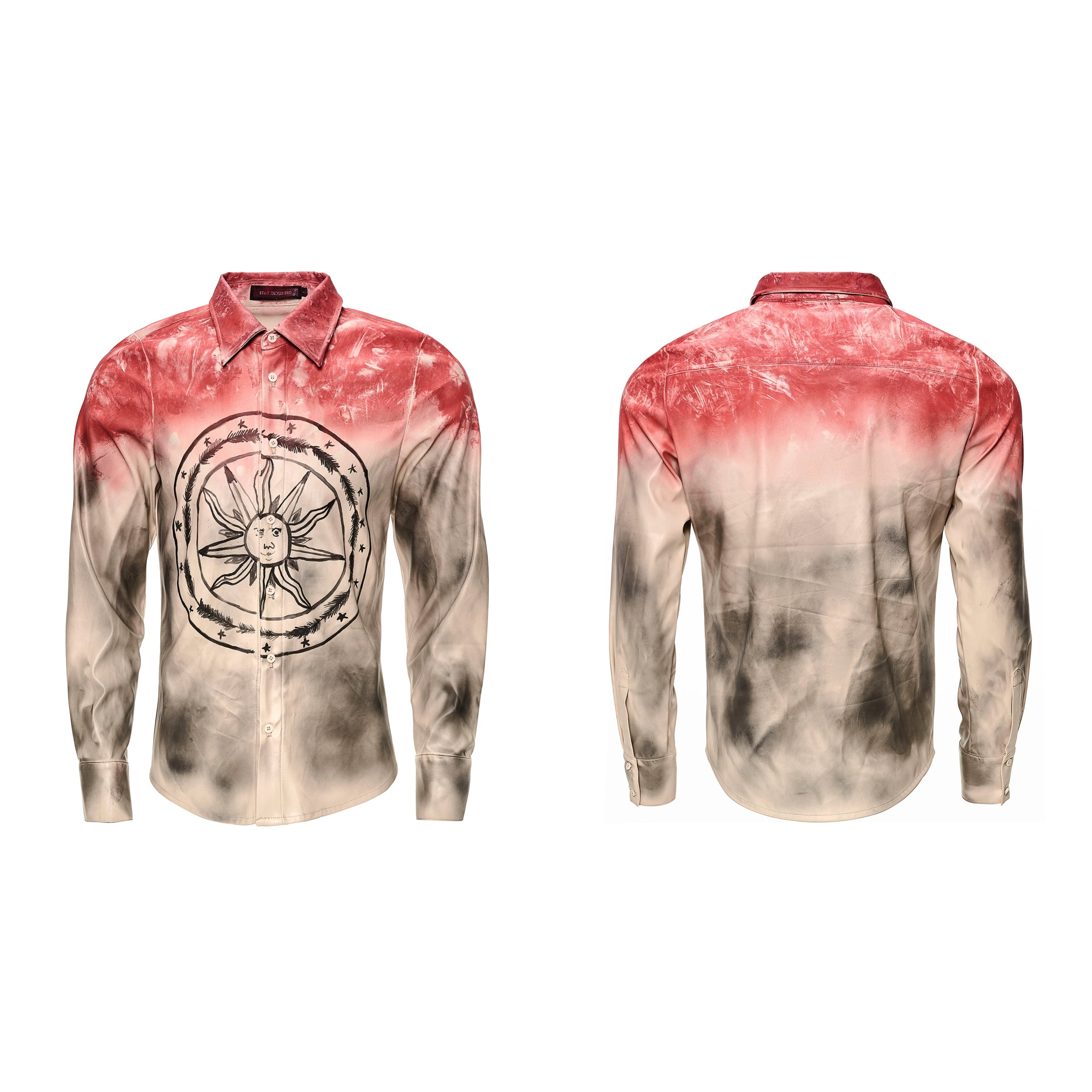 Tie-Dye Sun Print Button-Up Shirt