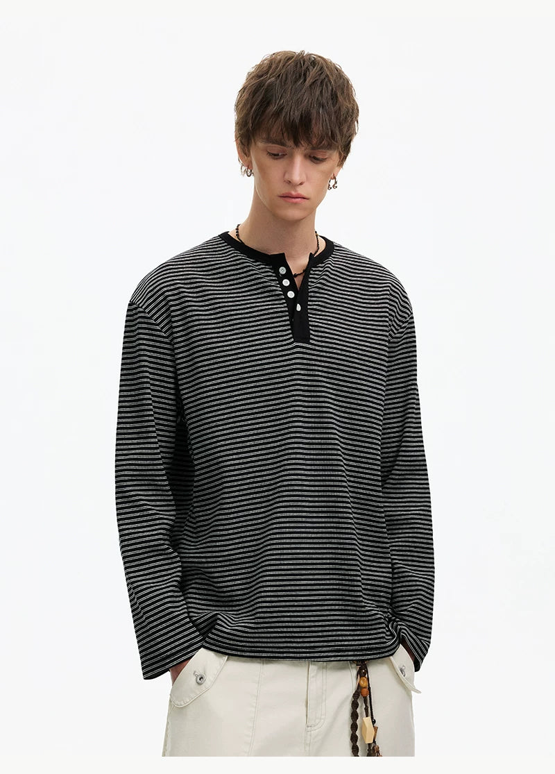 Stripe Henley Lounge Tee