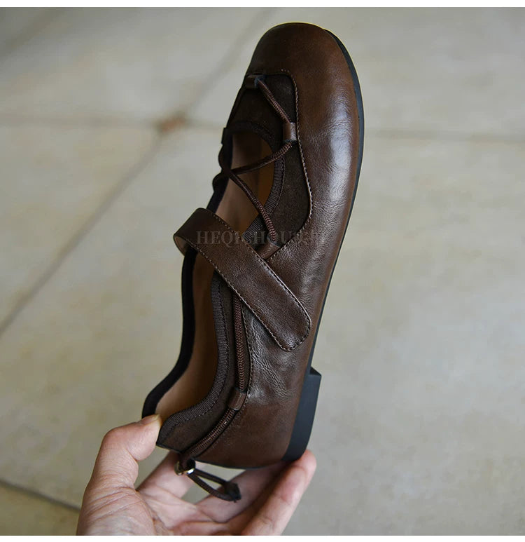 Cocoa Lace-Up Mary Jane Flats