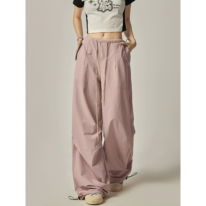 Pink Wide Leg Cargo Pants