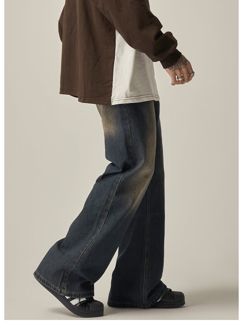 빈티지 워시 와이드 레그 진