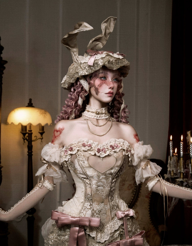 Victorian Ivory Bonnet with Floral Embellishments
