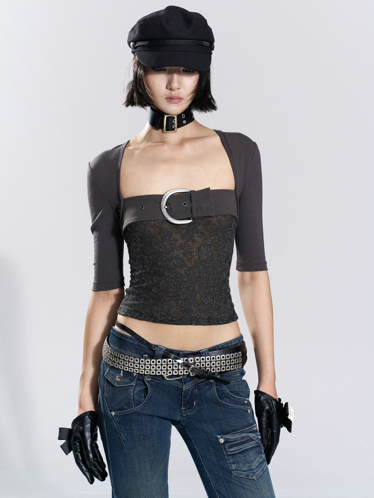 Vesper Buckle Lace Corset Top